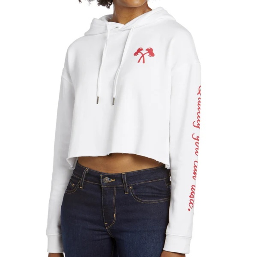 In-N-Out Burger Cropped White Cropped Hoodie with Red Accents